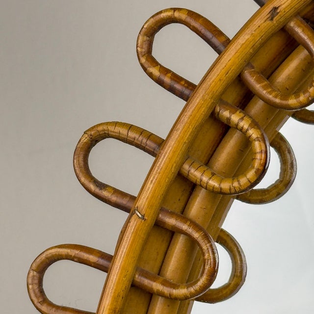 Vintage Oval Bamboo Mirror by Franco Albini, 1960s For Sale - Image 11 of 15