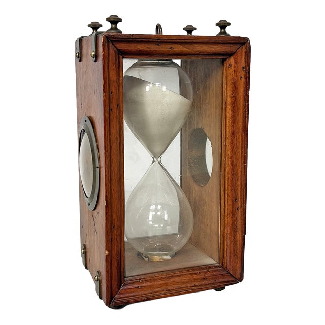 Antique Italian Victorian Wood and Glass Hourglass, 1850s For Sale