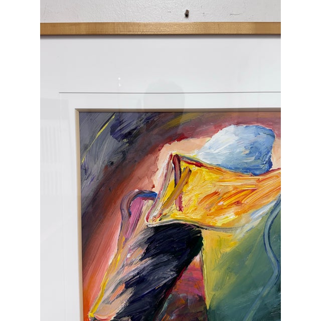 Red Circa 2001 Albert E. Smith Custom Framed Abstract Painting For Sale - Image 8 of 12