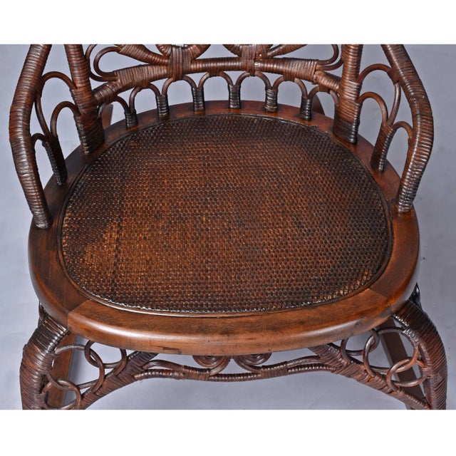 Late 19th Century 1800's Victorian Wicker Rocking Chair by Heywood-Wakefield or j.c. Berrien For Sale - Image 5 of 13
