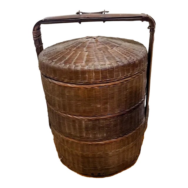 Early 20th Century Antique Chinese 3-Tier Betrothal Wedding Basket For Sale