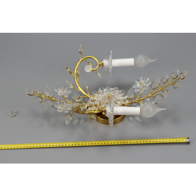 German Floral Wall Sconce in Crystal and Brass by Palwa for Palme & Walter, 1960s For Sale - Image 16 of 18