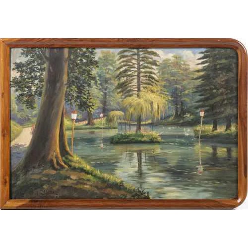 Antonio Collino, Royal Garden of Monza, Oil on Wood For Sale