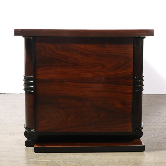 Art Deco Machine Age Partner Desk in Rosewood With Ebonized Fluted Detailing For Sale - Image 12 of 18