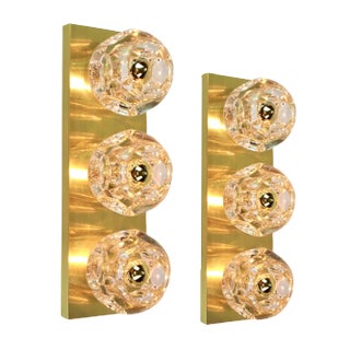 Crystal Glass Wall Sconces by Gaetano Sciolari for Peill & Putzler, Set of 2 For Sale
