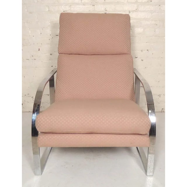 Milo Baughman Style Chrome Lounge Chair For Sale - Image 4 of 6