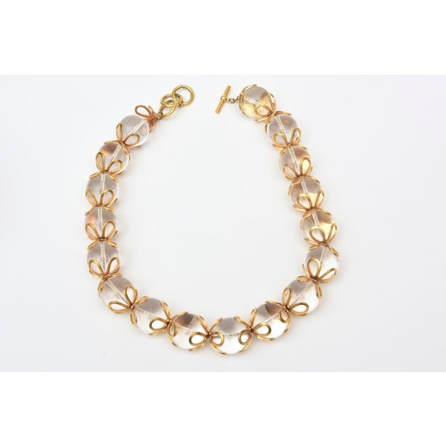 Modern Vintage Anne Klein Lucite and Gold Filled Loop Ball Necklace, 1980's For Sale - Image 3 of 9