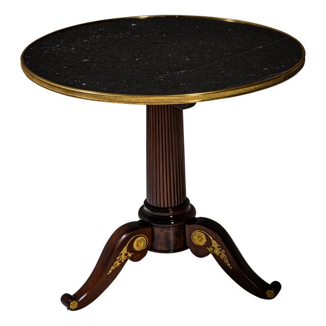 Restauration Guéridon with Black Stone Top, France, 1830 For Sale