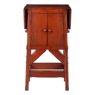 Vintage Red Cabinet With Drop-Down Sides For Sale