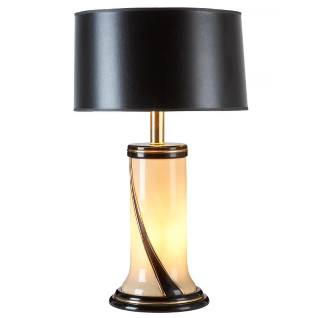 1980s Glass Table Lamp | Ivory Glass Double Light For Sale - Image 11 of 12