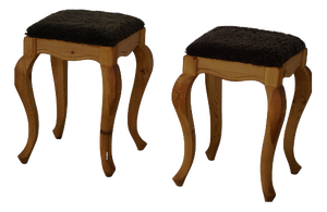 Early 20th Century Danish Classic Pine Stools with Lambswool Seats, 1920s, Set of 2