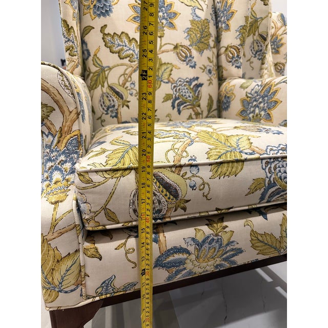 c.r. Laine Pair of Traditional Botanical Wingback Chairs, Original Upholstery, 2008 For Sale - Image 10 of 12