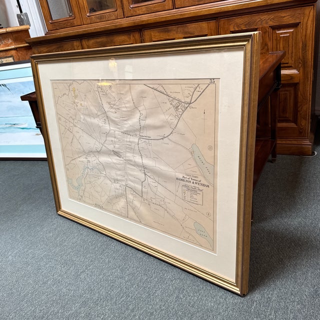 Vintage "Essex County Part of Towns of Hamilton - Wenham" Map, Framed For Sale - Image 9 of 12