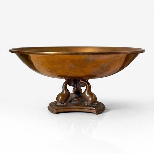 Swedish Art Deco Bronze Centerpiece Bowl with Dolphin Base, 1930s For Sale - Image 4 of 10