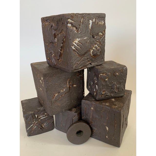 "Cubism Extreme" Artisan Ceramic Black Cubes Set of 6 For Sale - Image 9 of 11