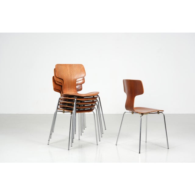 Fritz Hansen Model 3103 Chairs by Arne Jacobsen for Fritz Hansen, 1950s, Set of 6 For Sale - Image 4 of 7