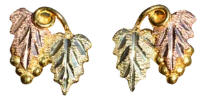 The Weymouth: Tri Color Gold Grape Leaf Earrings, 2 Pieces