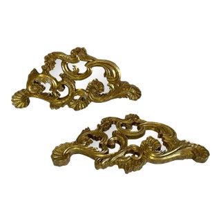 Vintage Gilded Decorative Scroll Mirror Wall Swags - a Pair For Sale