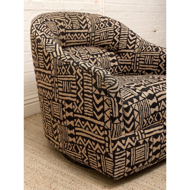 Vintage Postmodern Geometric Club Chair in Black & Tan For Sale - Image 9 of 10