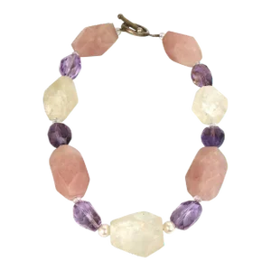 Rose Quartz & Amethyst Large Specimen Gemstone Vintage Statement Necklace