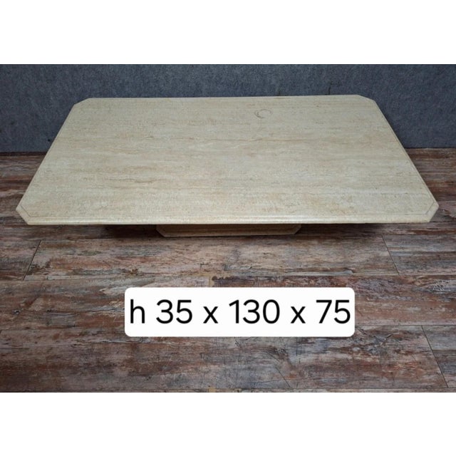 White Travertine Coffee Table, 1970s For Sale - Image 8 of 9