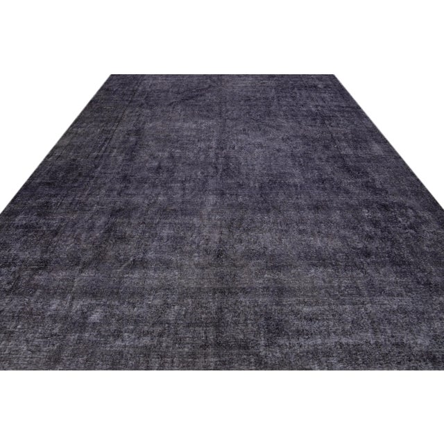 Persian Vintage Persian Overdyed Handmade Medallion Gray Wool Rug For Sale - Image 3 of 11