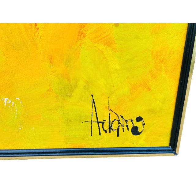 Textile Mid Century Modern Oil on Canvas Floral Painting by Adams For Sale - Image 7 of 8