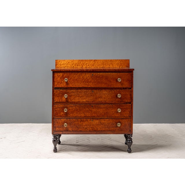 American Antique Sheraton Birdseye Maple Chest For Sale - Image 3 of 15