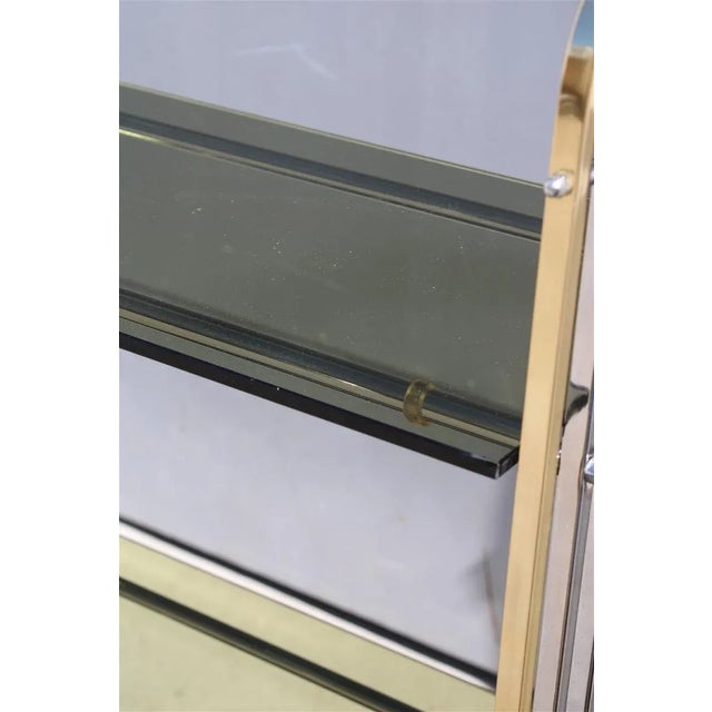 Italian Shelf in Chromed Metal, Brass & Glass, 1970s For Sale - Image 10 of 12
