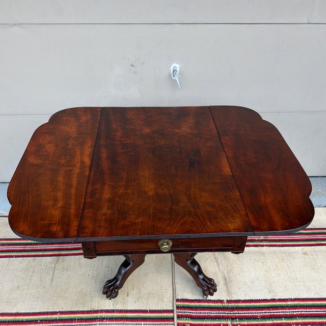 Antique Philadelphia Neo-Classical Mahogany Drop Leaf Breakfast Table, Stamped "h.w", Circa 1810s For Sale - Image 12 of 12