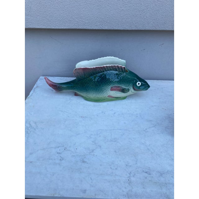 French Majolica Fish Jardiniere Desvres Masse Circa 1890 For Sale - Image 4 of 8