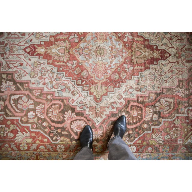 Antique Distressed Sarouk Carpet - 7'1" x 10' For Sale - Image 10 of 12