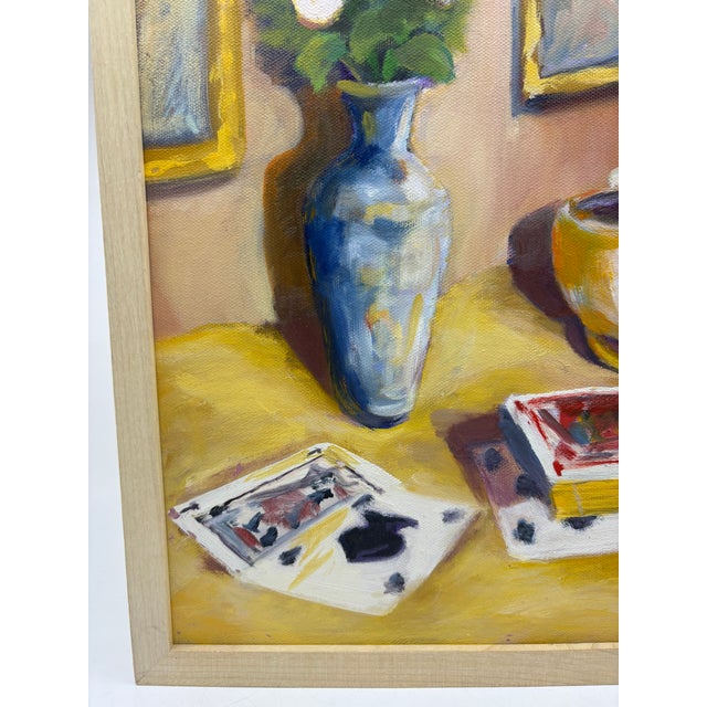 Transitional Vintage Still Life Original Painting Framed Signed Miele 93’ For Sale - Image 3 of 9