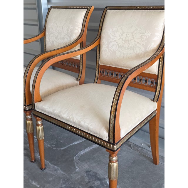 Late 20th Century Neo Classical Hand Carved Gilded David Michael Armchairs For Sale - Image 4 of 11