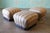A set of 3 rolling souffle pouf ottomans designed by Karl Springer. this set finished in a leopard upholstery and sitting...