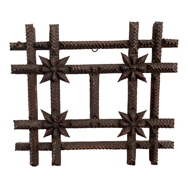 Antique Tramp Art Double Frame For Sale