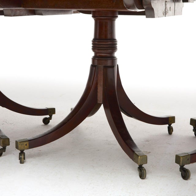 Brown Early 19th Century Regency Mahogany Triple-Pedestal Dining Table For Sale - Image 8 of 8