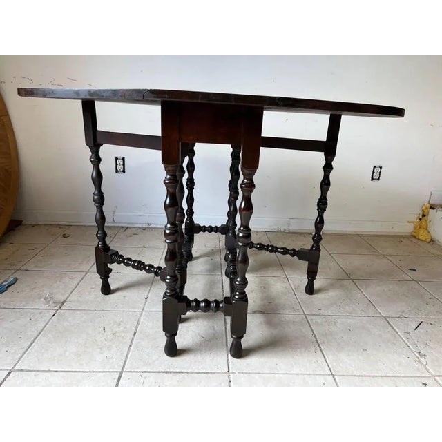 19th Century Antique Solid Walnut Gate Leg Drop-Leaf Dining Table For Sale - Image 9 of 12