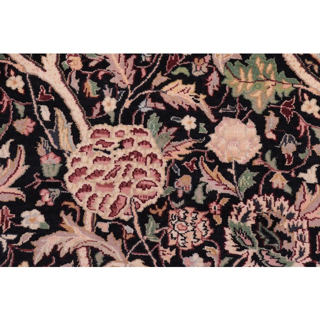 Shabby Chic 1990's Floral Pak-Persian Black/Black Wool Rug - 9'0'' X 12'6'' For Sale In New York - Image 6 of 9