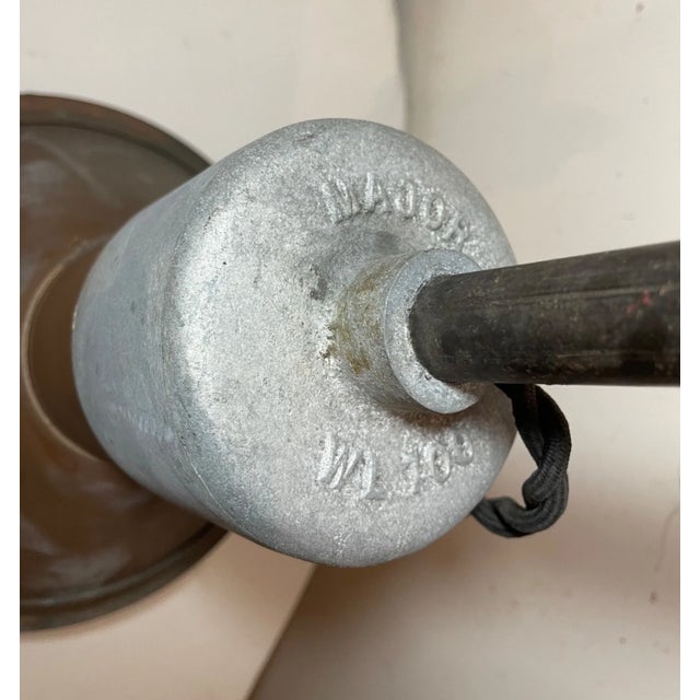 1920s Rare Large Major Equipment Co. Industrial Red Glass Brass Flood Lamp Light For Sale - Image 13 of 14