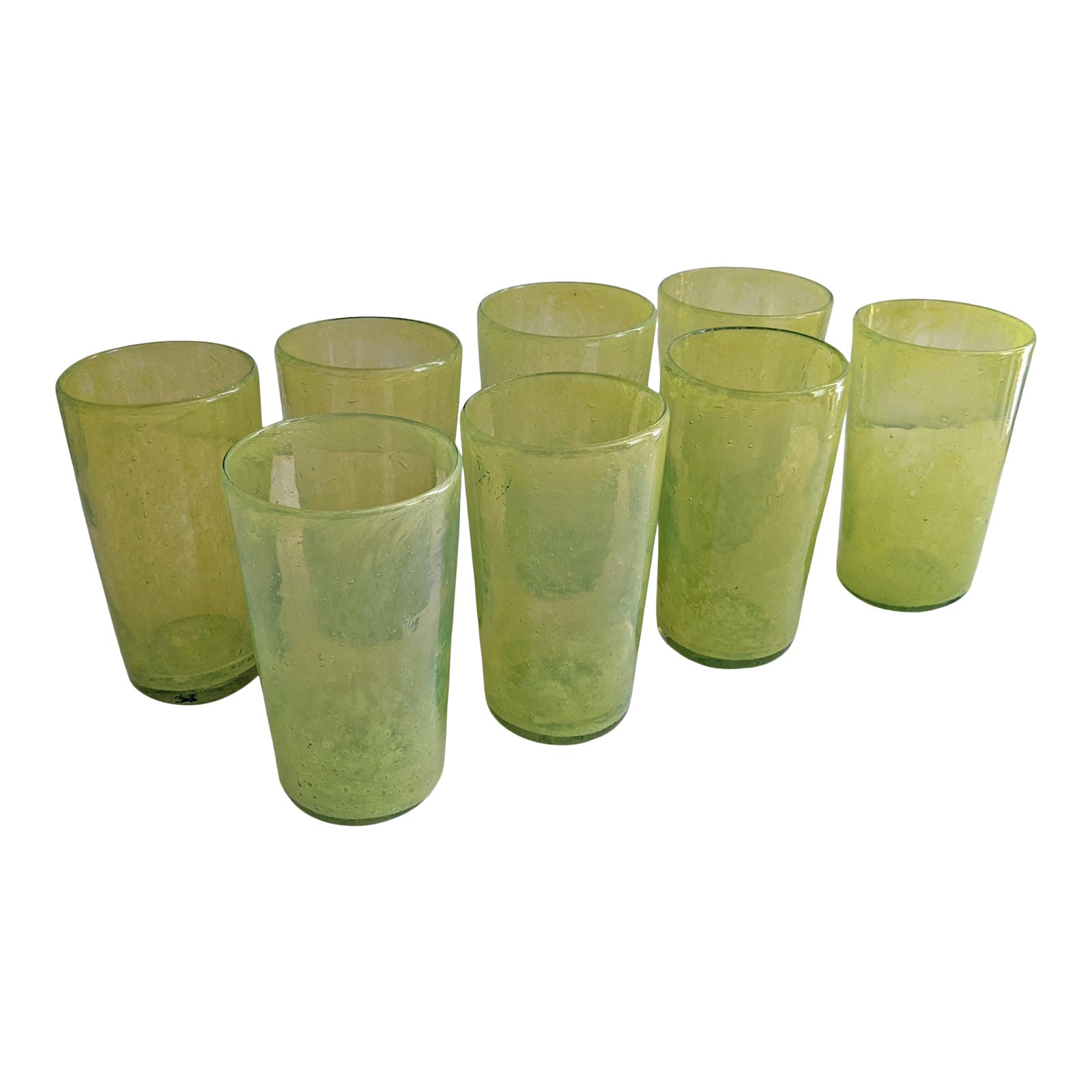 Citrus Lime Handblown Glass Drinking Glasses Set of 8 Chairish