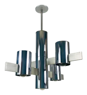 1960s Chrome 4-Arm Chandelier by Gaetano Sciolari, Italy