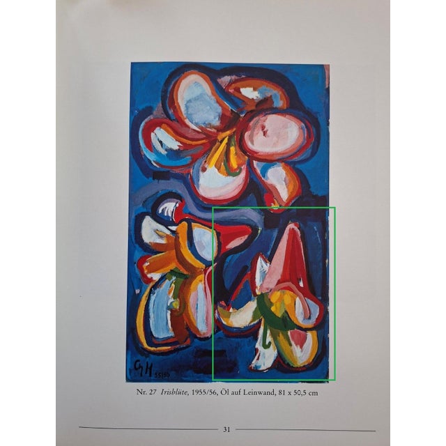 Modern Charlotte Hilmer, Iris Blossom, 1955, Oil on Canvas For Sale - Image 3 of 12
