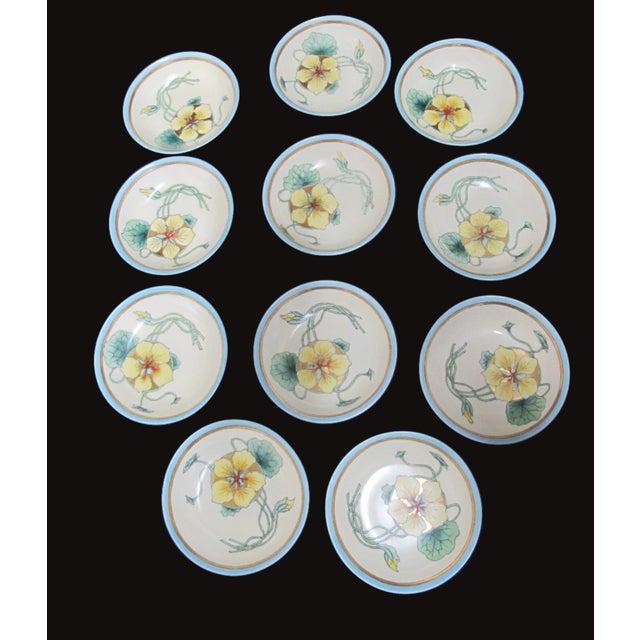 Pretty as can be T&V Limoges France porcelain bowl set of 11. Small bowls or saucers, each measures 5" wide x 1" tall....