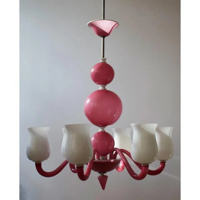 Large Venini ceiling lamp in excellent condition. Design Gio Ponti for the Palace Hotel in Bari, Italy. 6 burning points...