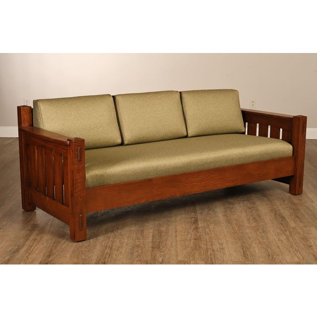 Mission Custom Quality Mission Style Oak Settle Sofa For Sale - Image 3 of 18