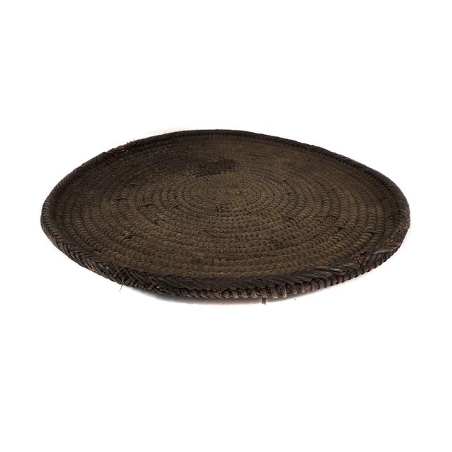 Mid 20th Century Mid-Century Handwoven Flat Basket For Sale - Image 4 of 4