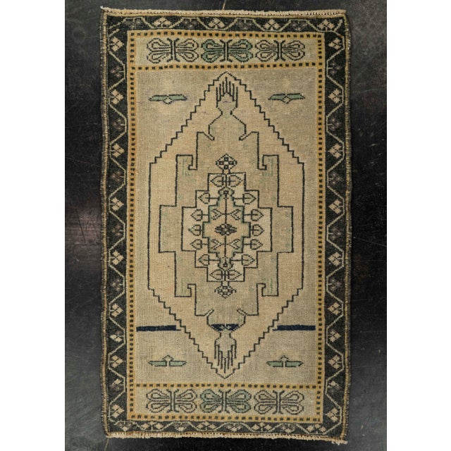 Brown Turkish Mini Rug Oriental Hand Knotted Vintage Rug 1'11" x 3'3" #21202 For Sale - Image 8 of 8