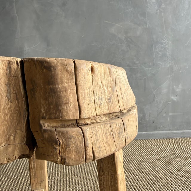 Wood Vintage Elm Wood Chop Block Table #2d9 For Sale - Image 7 of 8