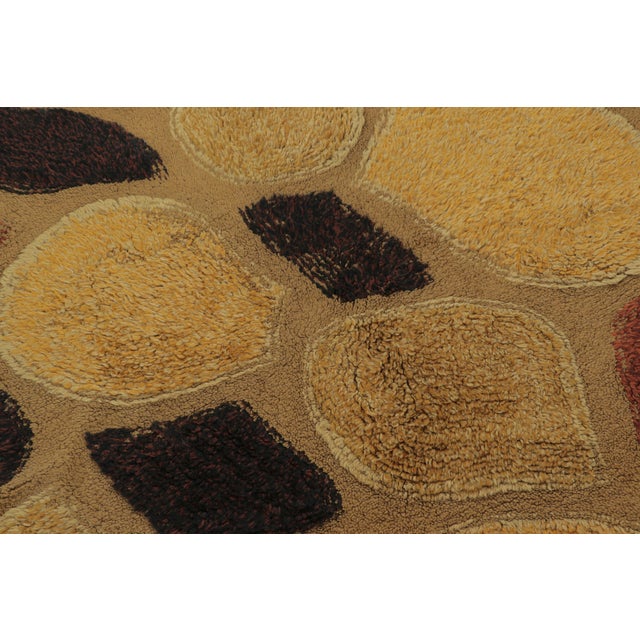 Vintage Circle Rug With Gold and Brown Geometric Patterns - Rug & Kilim For Sale In New York - Image 6 of 11